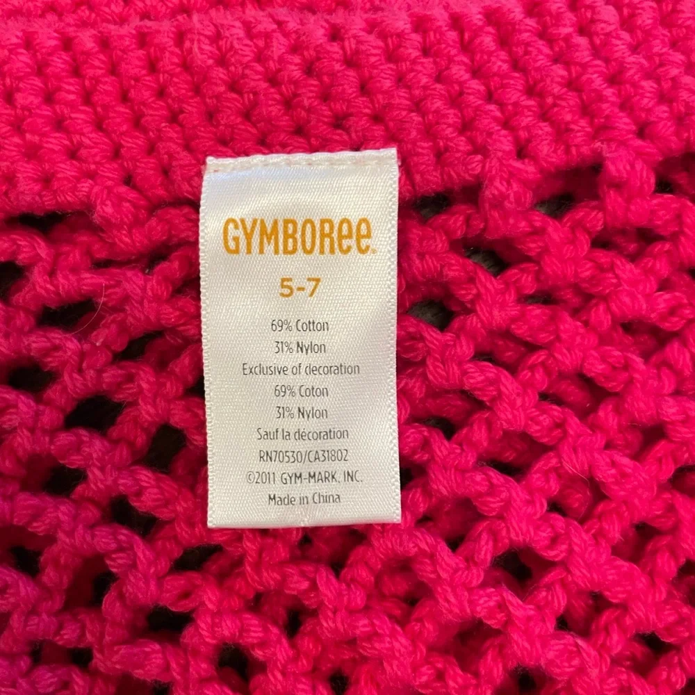 Gymboree, Sunshine Smiles Pink Crochet Hat with Yellow Sunflower, size 5-7